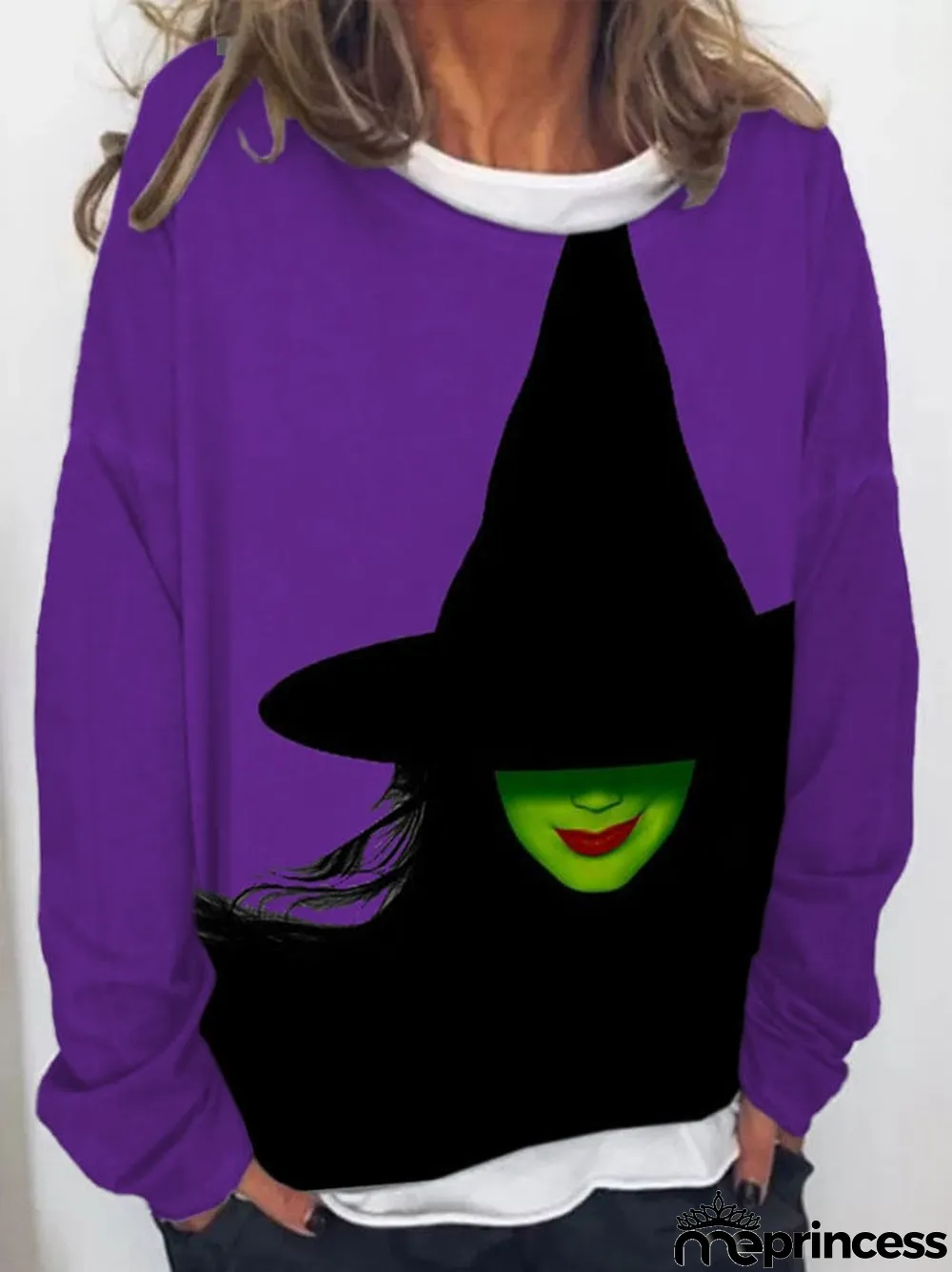 Women's Witch Print Pullover Sweatshirt