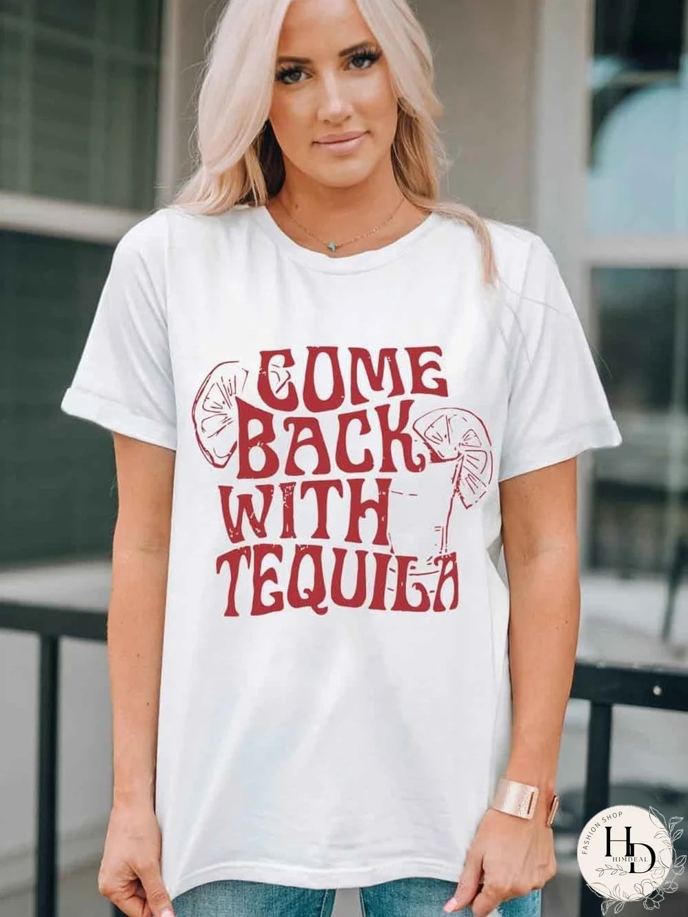 White Tequila Lover's Graphic T Shirt