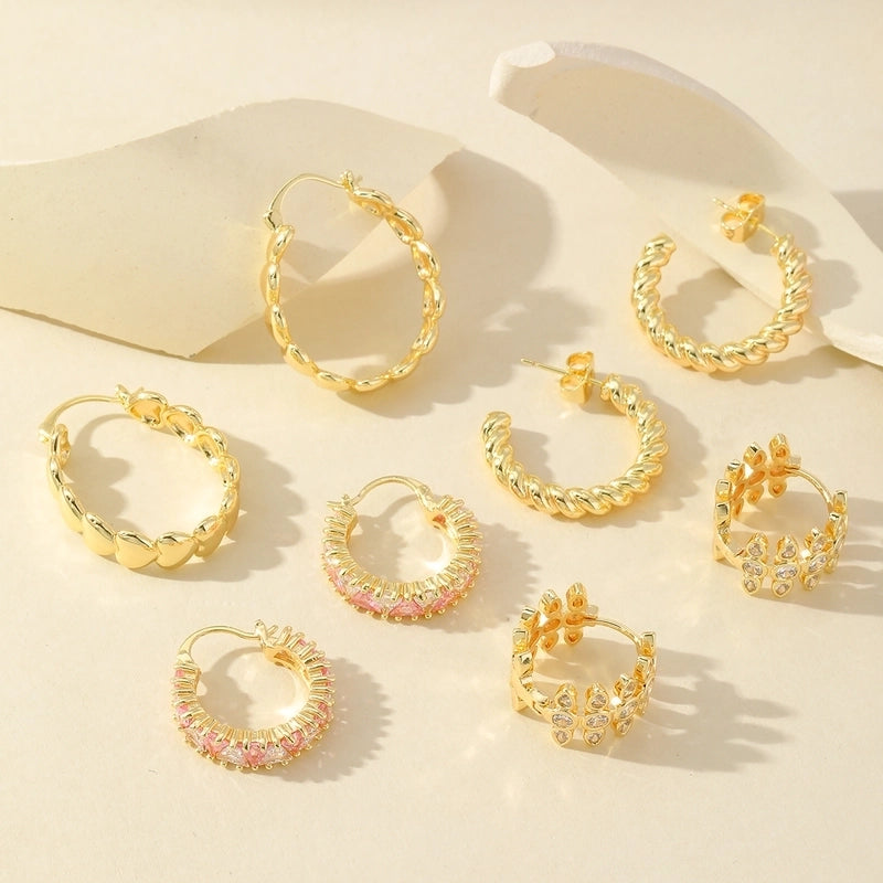 1 Pair Casual Minimalist Geometric Inlay Copper Zircon Imitation Gold  Earrings