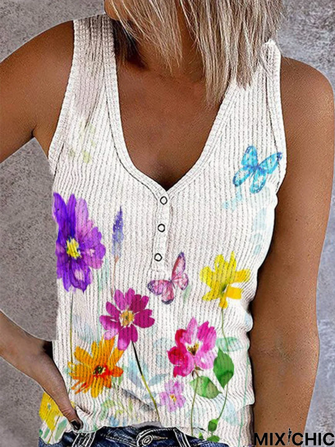 V Neck Casual Sleeveless Shirts & Tops