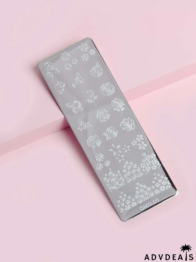 Flower Pattern Nail Art Template Plate