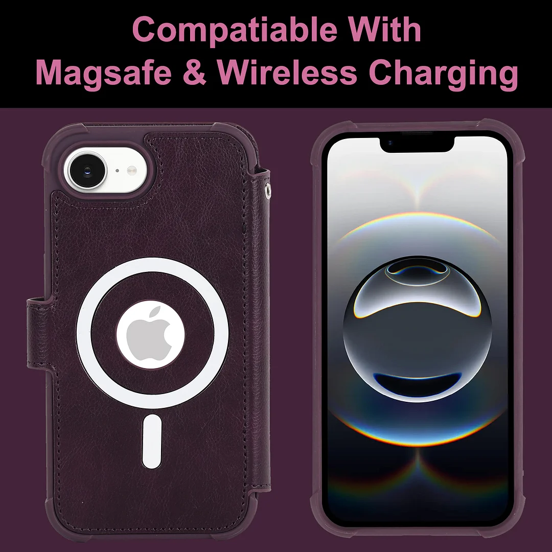VANAVAGY Compatible for iPhone 16e Wallet Case for Magsafe Wireless Charging