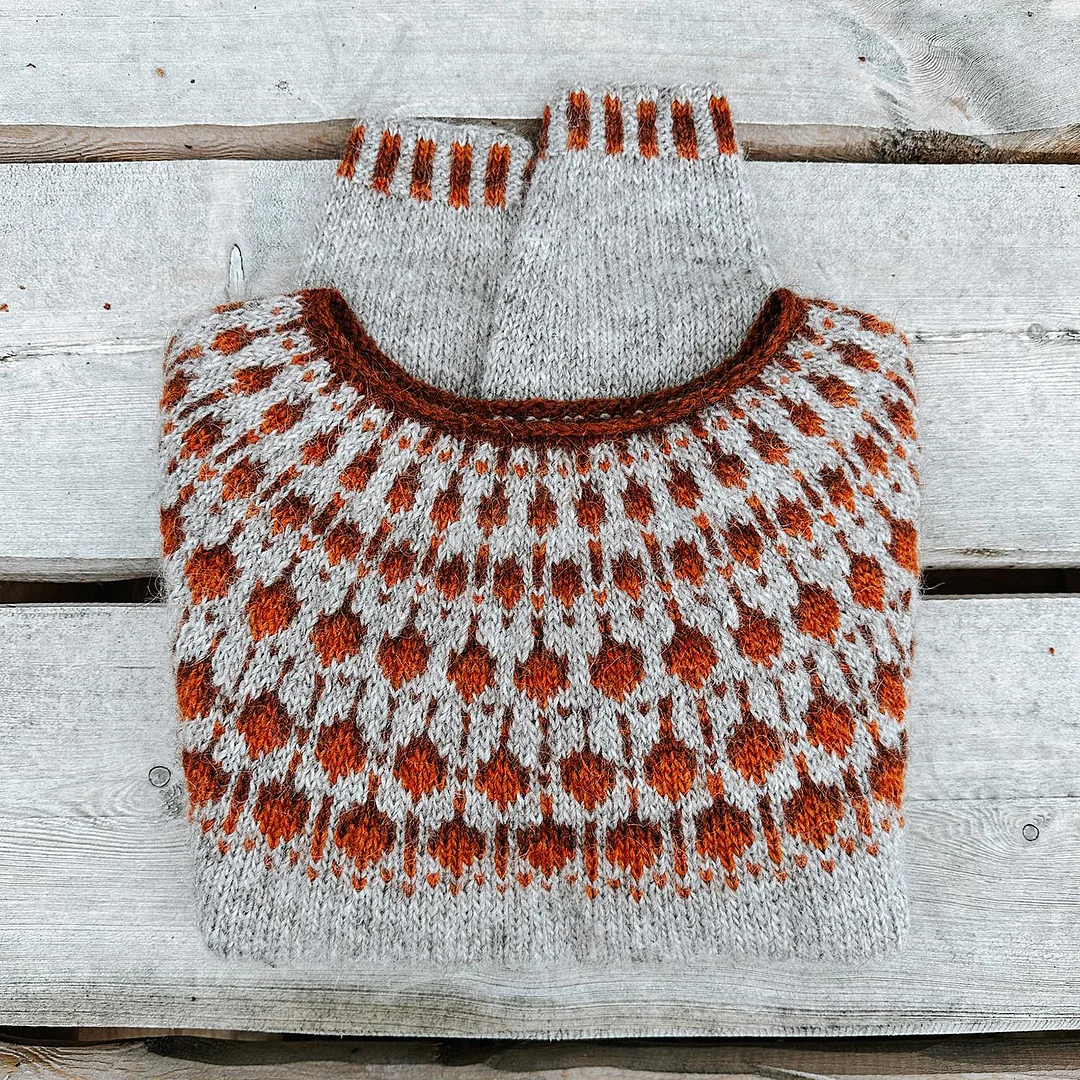 Vintage Icelandic Rhombus Jacquard Sweater