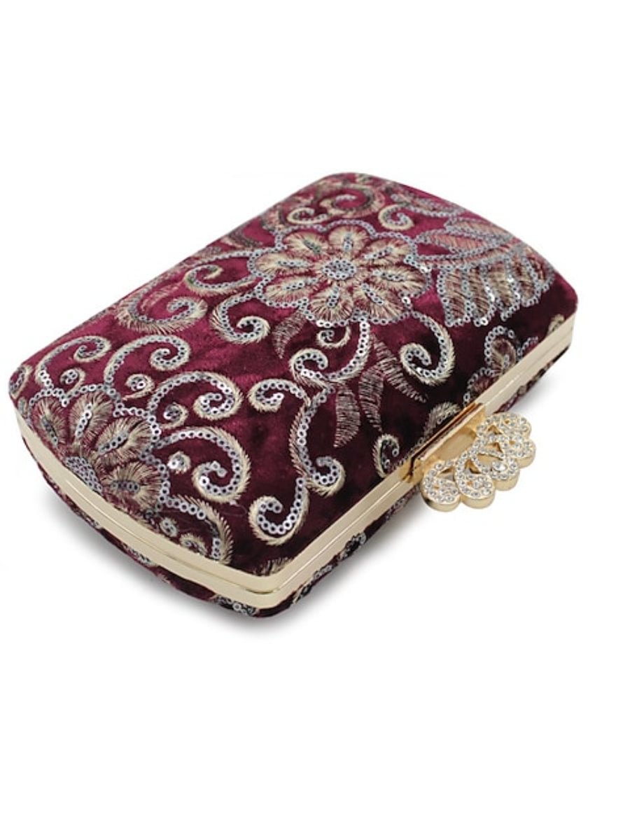 Women's Retro Evening Bag Crystals Sequin Embroidery Rhinestone Clutch Bag