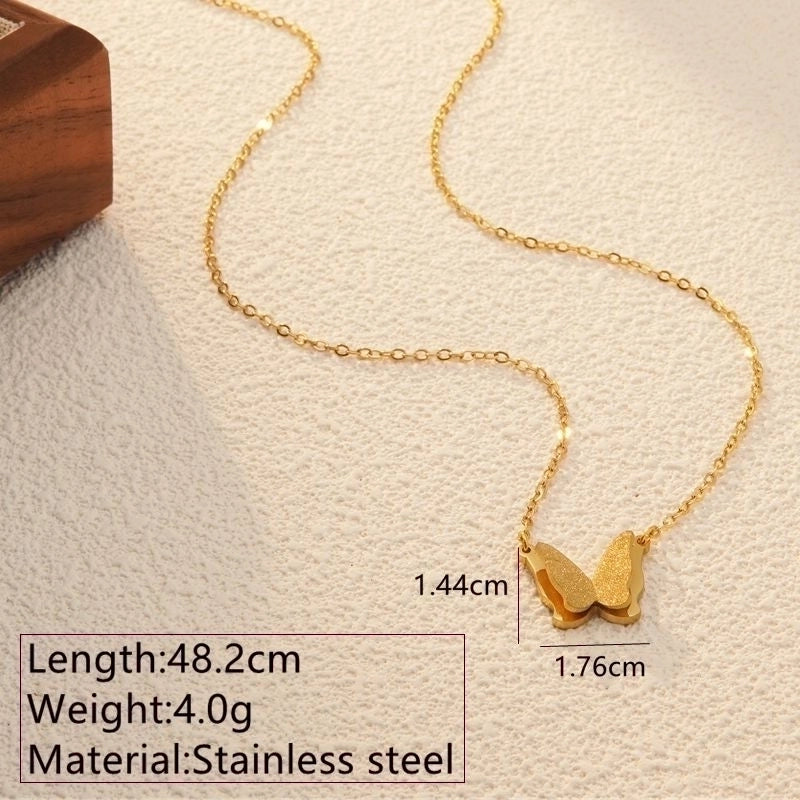 Sweet Minimalist Butterfly 201 Stainless Steel 304 Stainless Steel 18K Gold Plated Plating Earrings Necklace