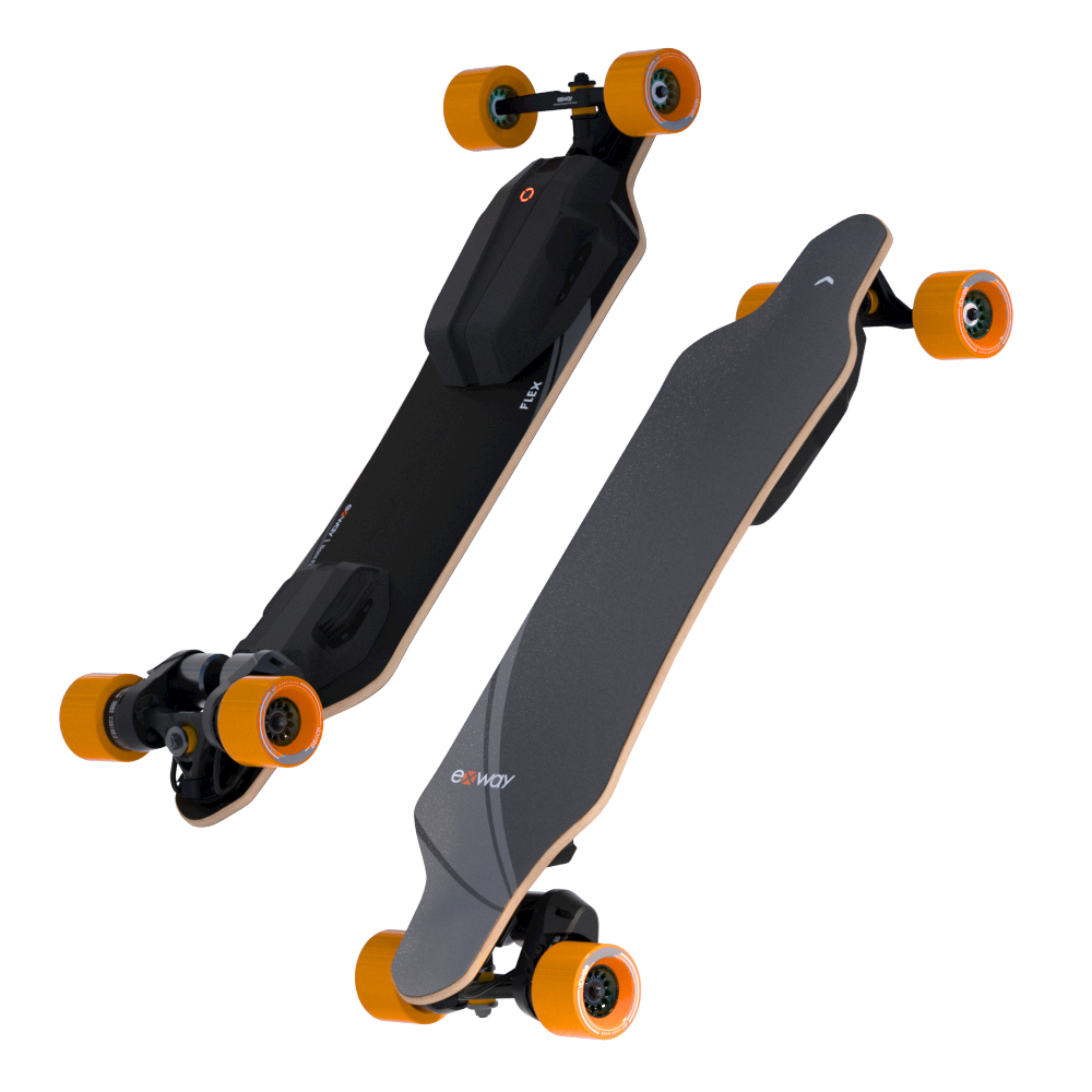 Exway Flex Electric Skateboard Longboard with Split Super Flex Deck ...