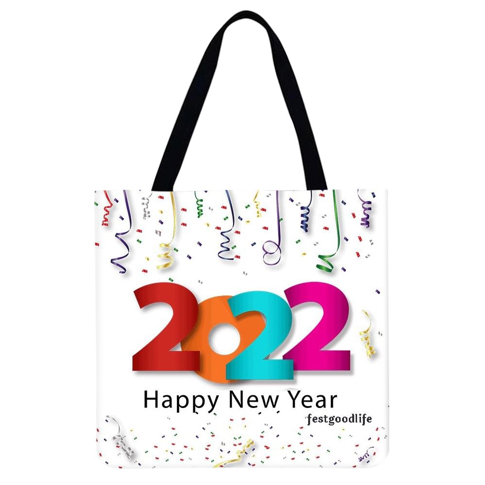 Linen Tote Bag-Happy New Year
