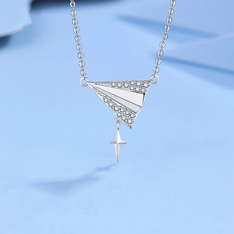 For Daughter - S925 Shine and Go for it Airplane Star Necklace