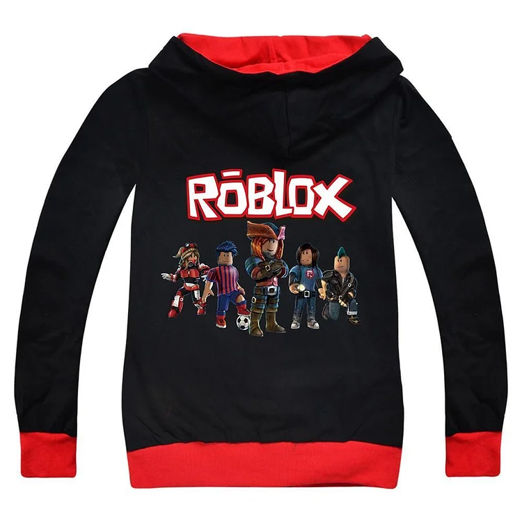 Mayoulove Roblox Game Print Boys Full Zip Up Pure Cotton Hoodie Hooded Jacket-Mayoulove