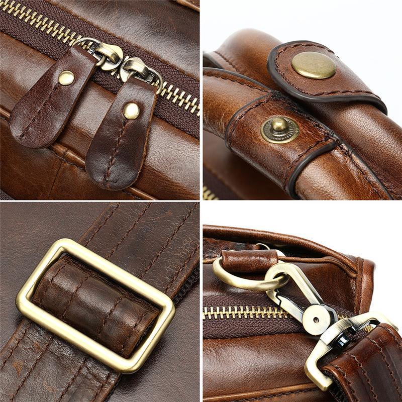 Mens Large Capacity Simple Style Vintage Business Briefcase Handbag