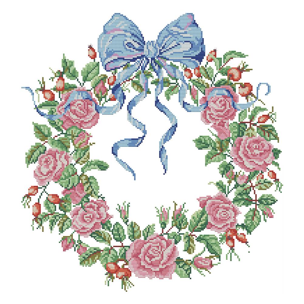 

Rose Garland - 14CT Stamped Cross Stitch - 44*46cm, 501 Original