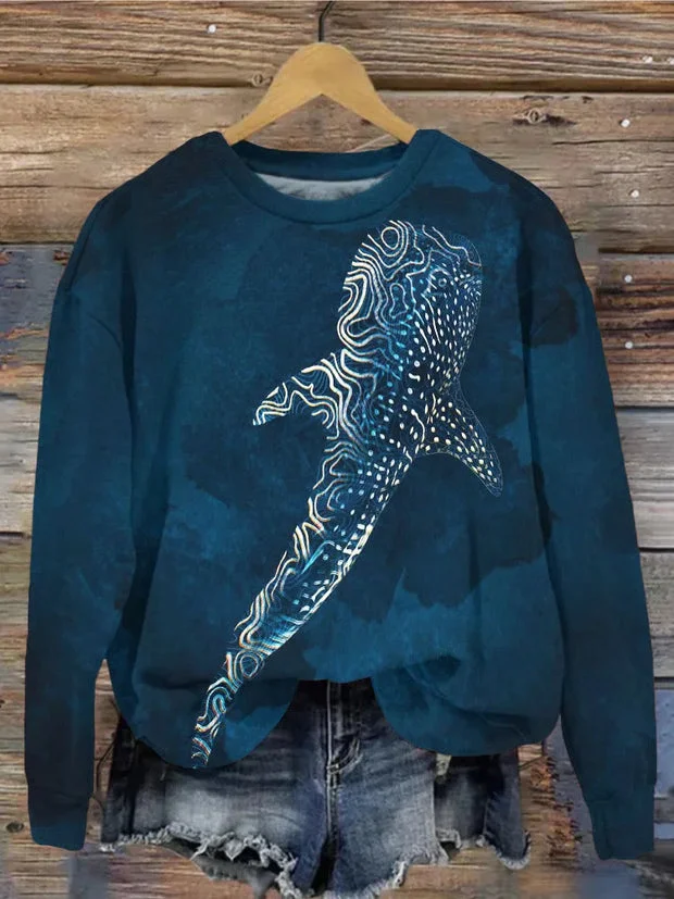 The Whale Art Painting Print Vintage Print Sweatshirt