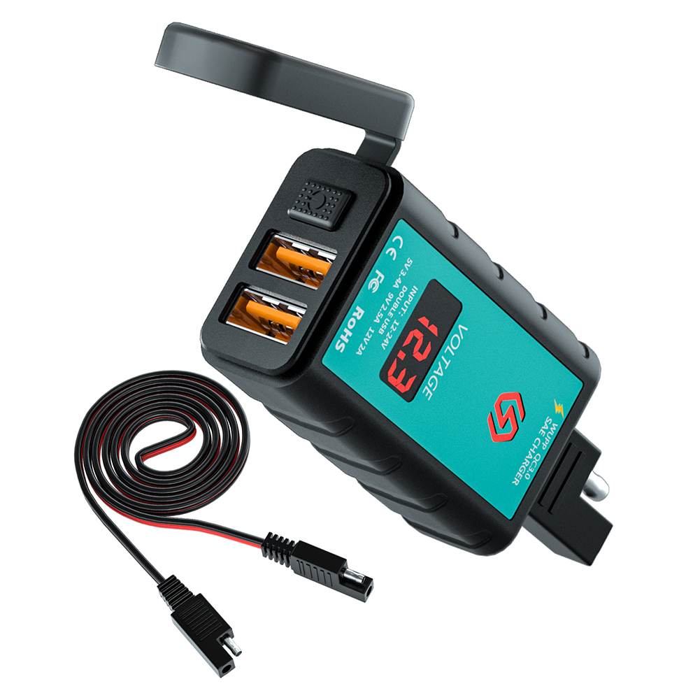 

ZH-1422A2 Dual Port Motorcycle Charger Waterproof SAE to USB Type-C Adapter, 501 Original
