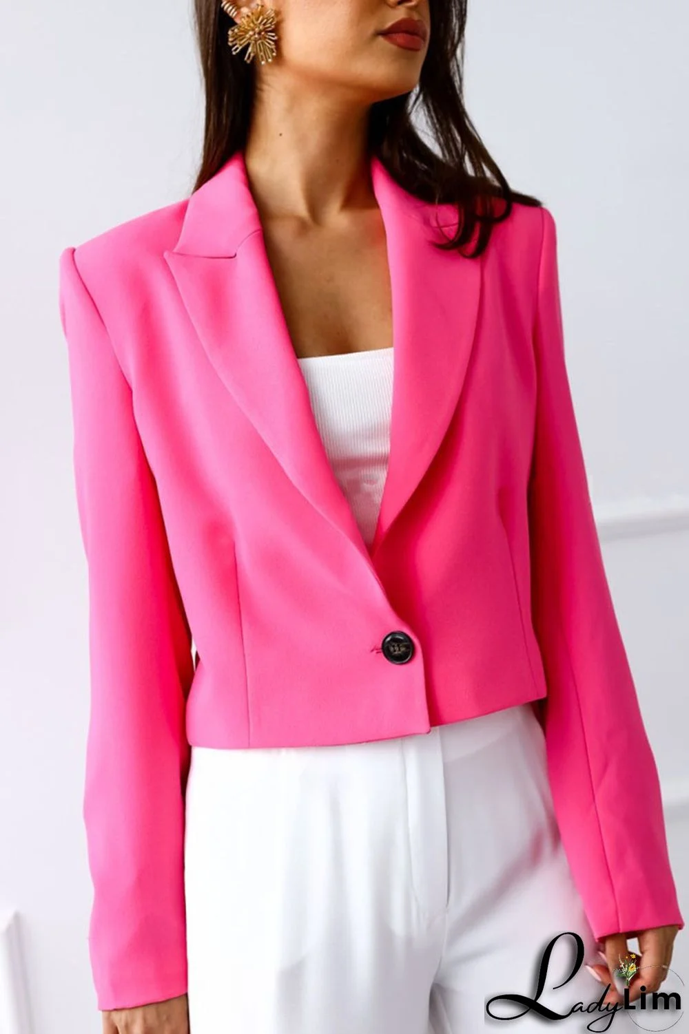 Khaki Casual Elegant Solid Patchwork Buttons Turn-back Collar Outerwear