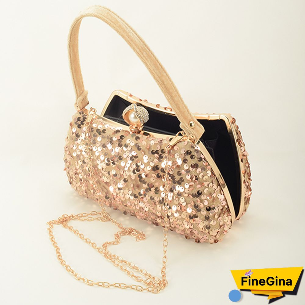 Black Formal Patchwork Sequins Bags