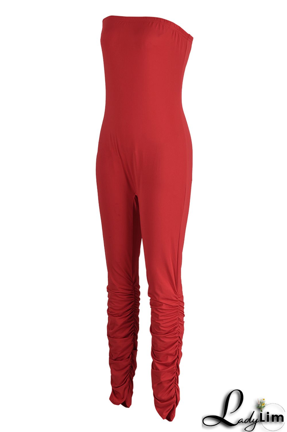 White Sexy Casual Solid Backless Strapless Skinny Jumpsuits