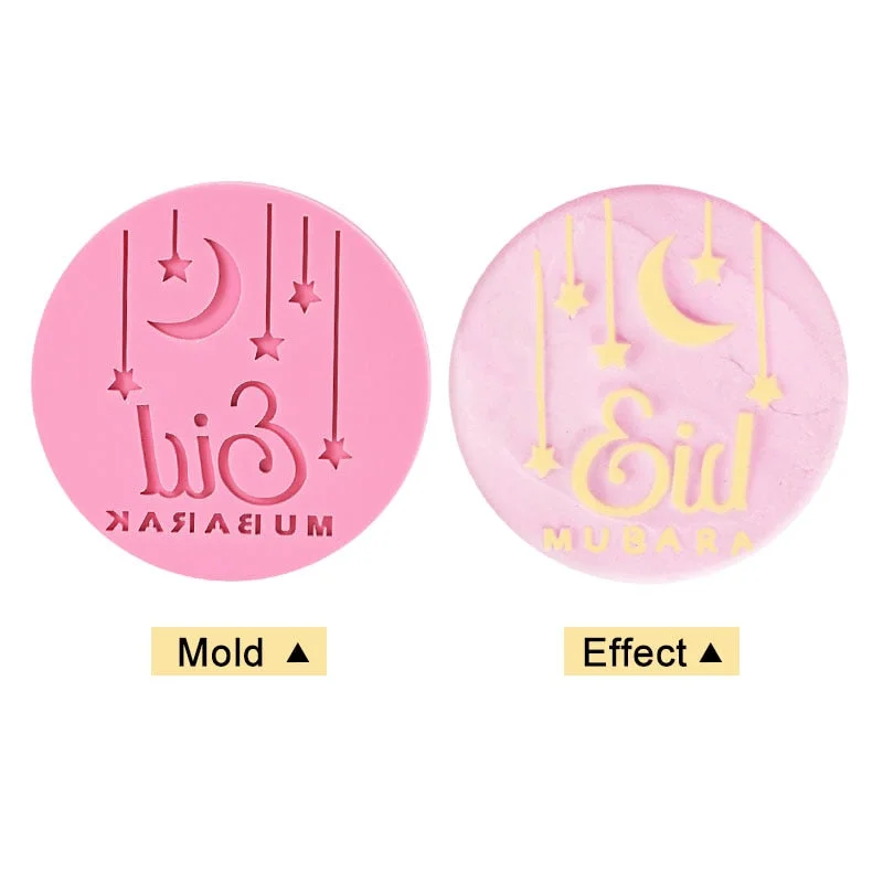 Eid Mubarak Cookies Mould Moon Star Embossed Biscuit Stamp Cutter Ramadan Muslim Party Decor DIY Cake Baking Tools Fondant Mold