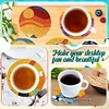 6Pcs/set Diamond Painting Wooden Sunrise Coaster Cup Cushion With Holder