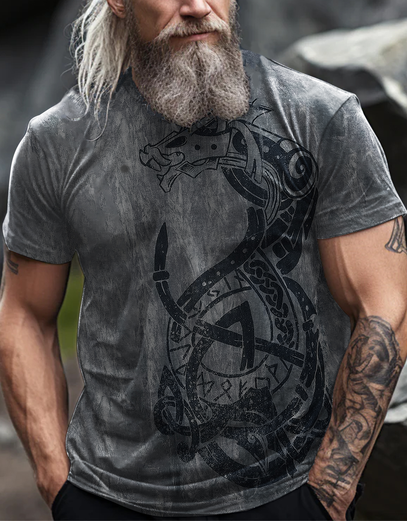 Viking Digital Print 3D Printed T-shirt Techwear Shop