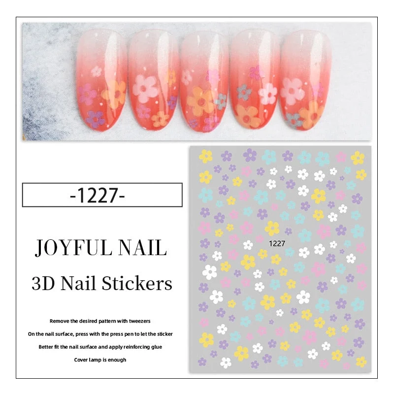 3D Rose Flowers Butterfly Sticker Sliders for Nails Elegant Leaf Floral Design Decals DIY Nail Art Decorations