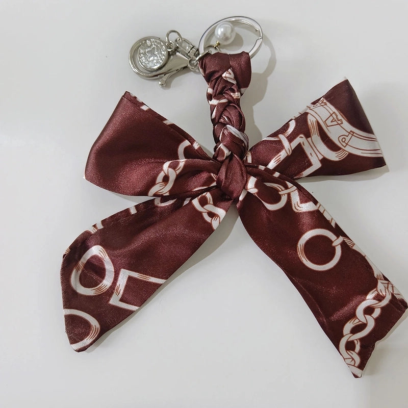 Sweet Minimalist Bow Knot Cloth Metal Unisex Bag Pendant Keychain