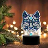DIY Diamond Painting 7 Color Night Light Lamp Home Decoration Ornament Gift Kit(Wolf)