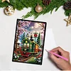 (US Local)Christmas Train A5 Size Diamond Painting Notebook Set with 4Pcs Bookmark Gift