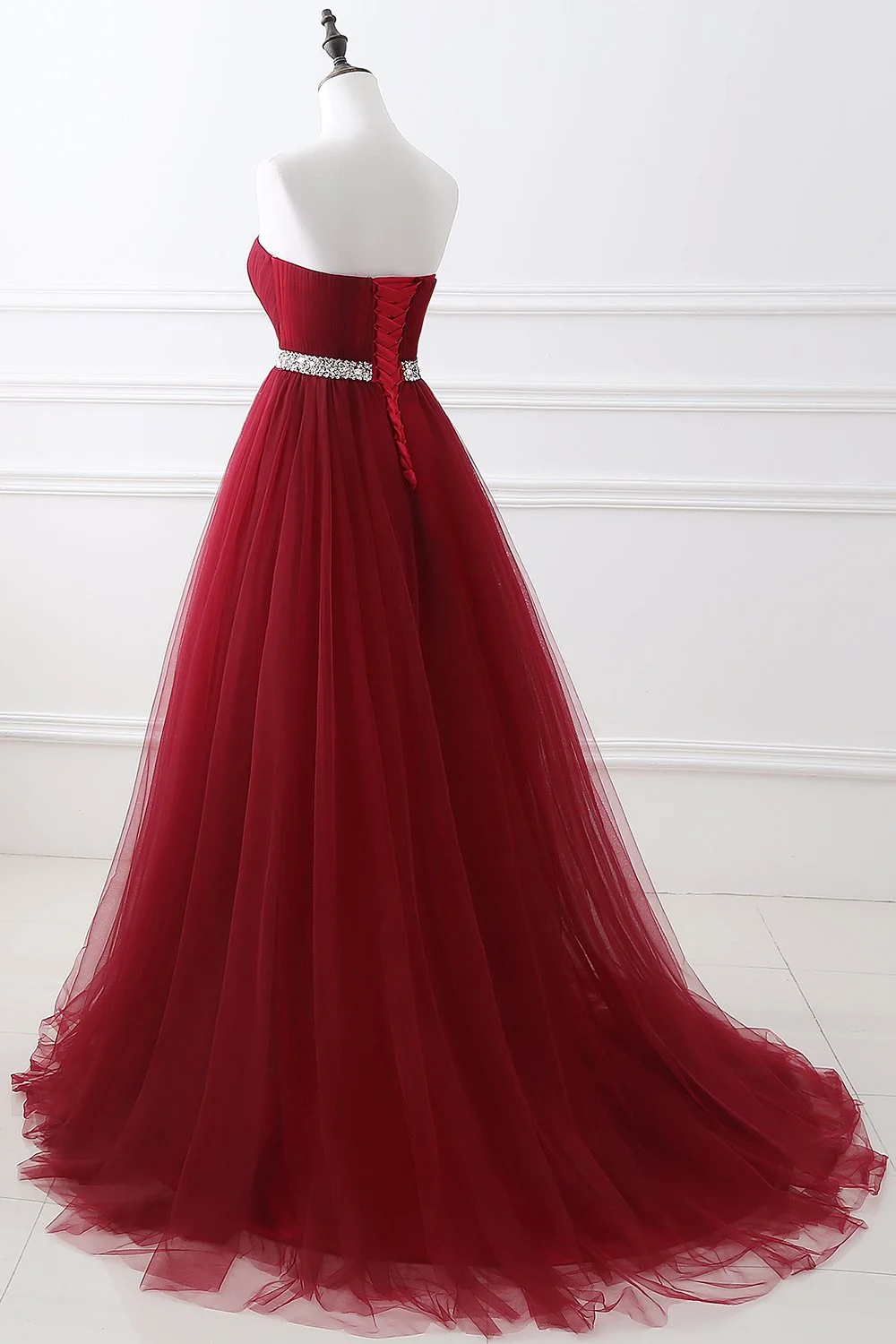 Beautiful Burgundy Sweetheart Sequins Evening Dress Long Sleeveless main image 0