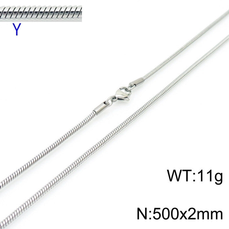 Jewelry Classic Style Solid Color Titanium Steel 18K Gold Plated Chain Necklace