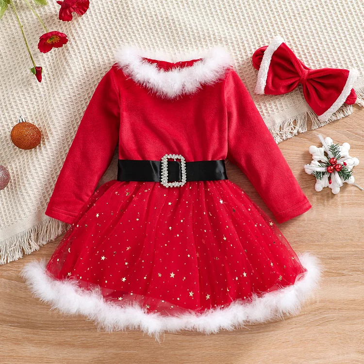 Kid T'was A Starry Christmas Santa Tutu Dress