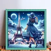 【Limited Stock Sale】Eiffel Tower And Girl In Blue Dress-11CT Stamped Cross Stitch 50*50cm/19.69*19.69in tapestrymarket