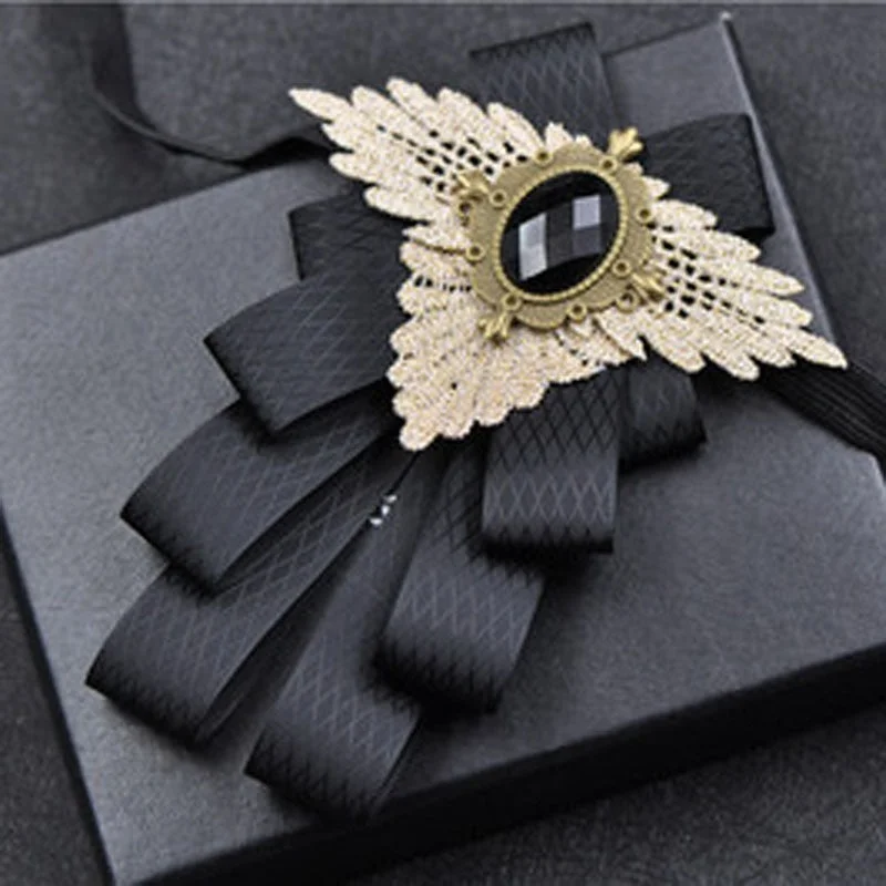 Fashion New Casual Multilayer Bowtie Diamond Brooch Rhinestone Red Bow Tie Brooch Set Wedding Groom Groomsmen Pocket Square Men