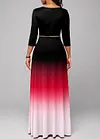 Red Ombre Twist Double Side Pockets Dress