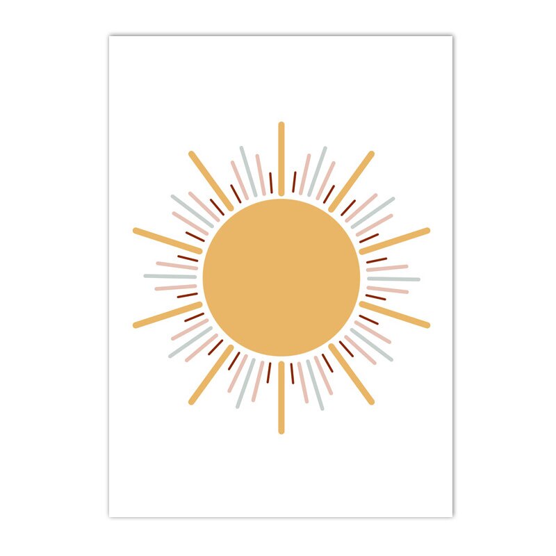 Nursery Art Painting Sun Cloud Canvas Poster Heart Rainbow Wall Art Print Nordic Posters Wall Pictures Baby Kids Room Decoration