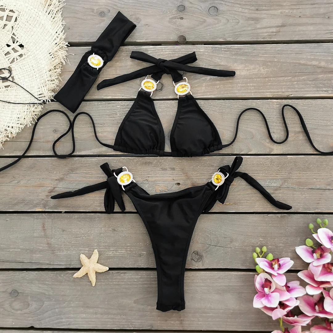 Uveng Three-Point Strap Bikini Split Swimsuit Woman 2025 New Multi-Color Bikini Export