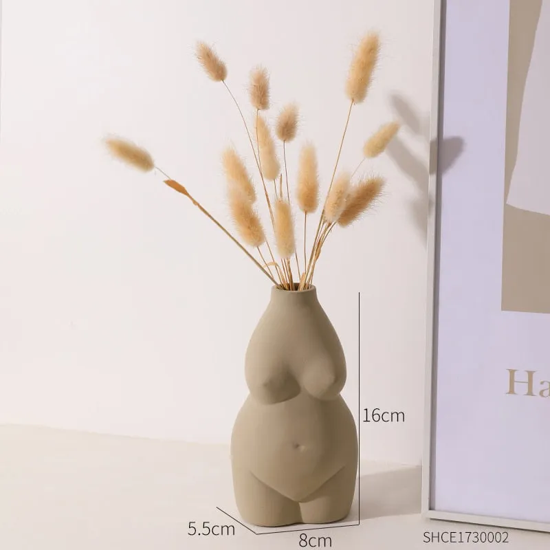 Nordic Home Decoration Human Body Sculpture Creative Ceramic Vase Living Room Decor Accessories Office Desk Decorative Vase