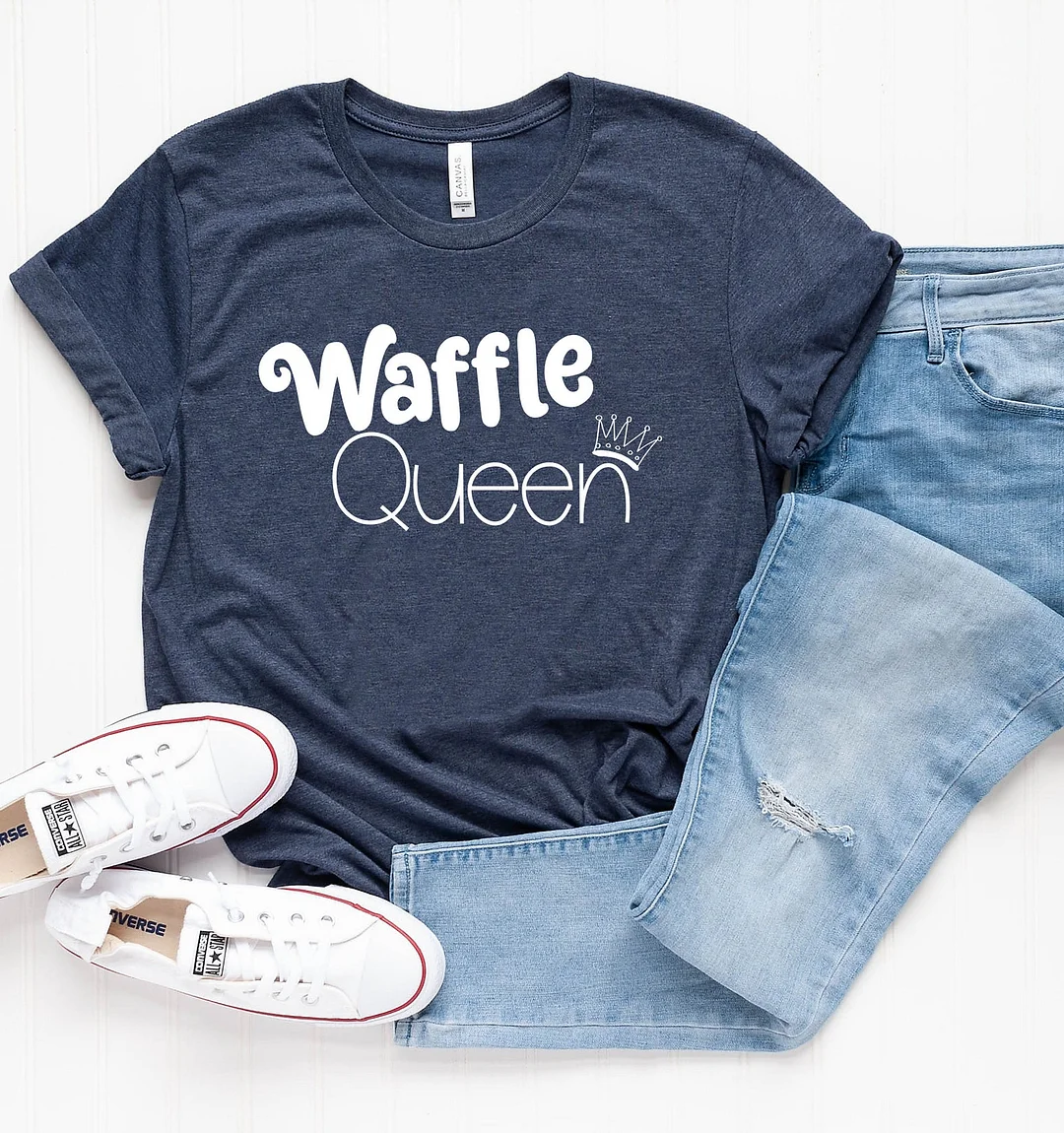 Women And Man Waffle Queen Shirt Waffles Breakfast Lover Gift Mom Weekend Tee Funny Top