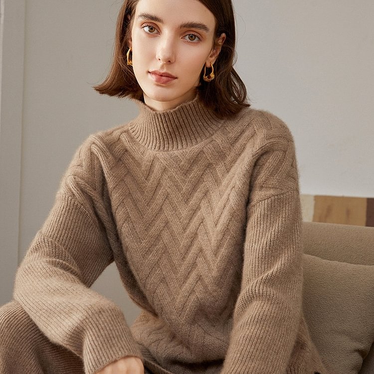 Cable Knit 100 Cashmere Sweater For Women-Chouchouhome