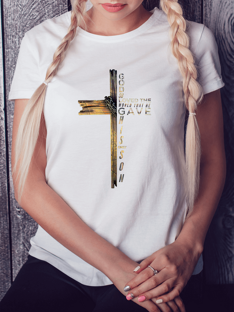 Women's Cross Faith Print T-shirt