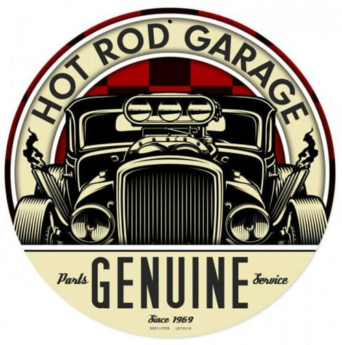 Hot Rod Car Garage- Round Shape Tin Signs/Wooden Signs - 30*30CM