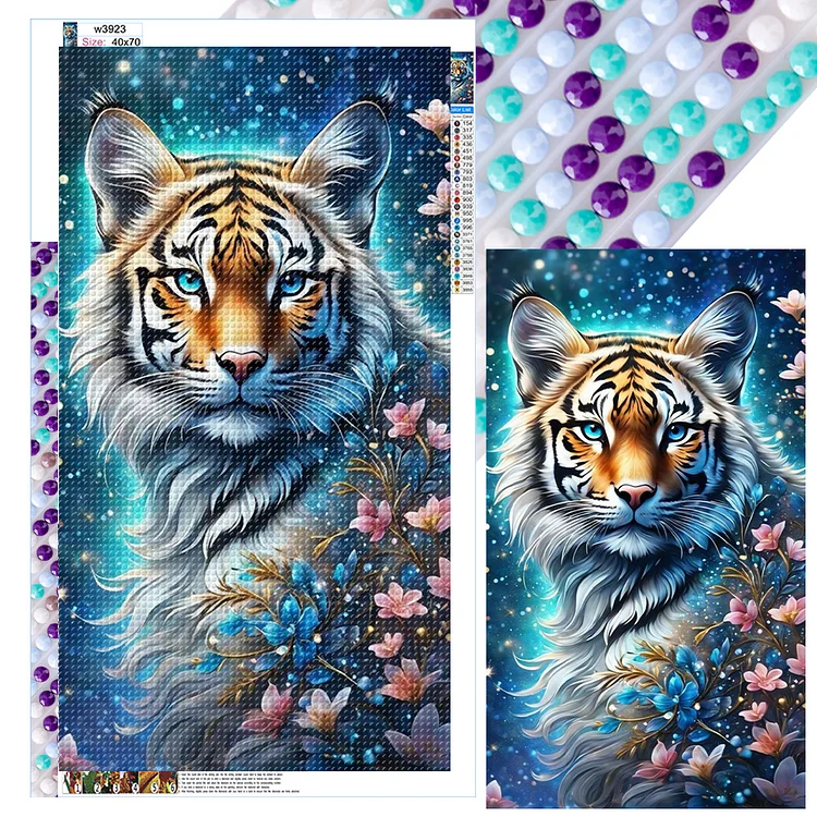 Tiger 40*70cm (Canvas) Full Round Drill Diamond Painting gbfke