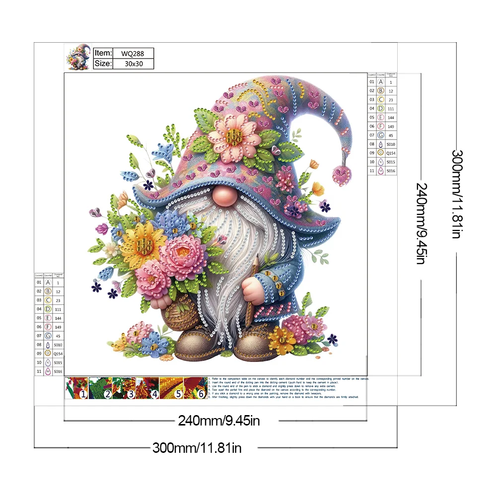Diamond Painting - Partial Special Shaped Drill - Flower Gnome(Canvas|30*30cm)