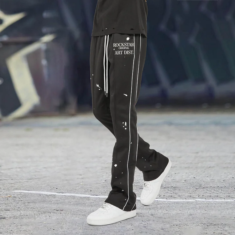 Fashionable splash ink casual printed trousers