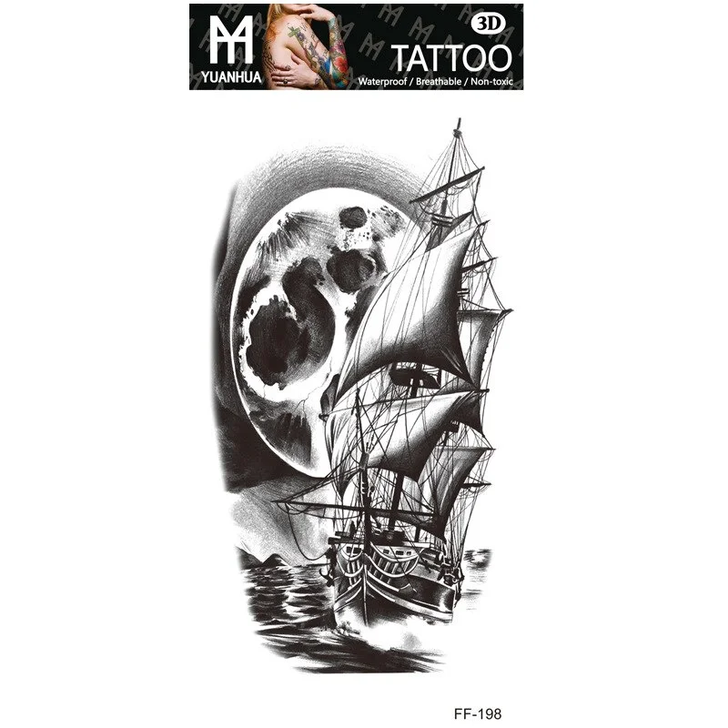 Sdrawing Forest Tattoo Sticker for Men Women Children Tiger Wolf Death Skull Temporary Tattoo Fake Henna Skeleton King Animal Tatoo