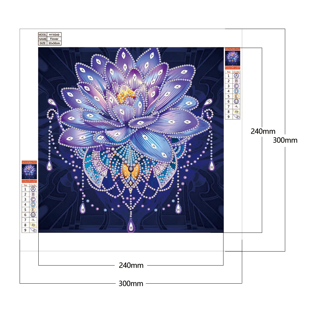 Diamond Painting - Special Shaped Drill - Purple Lotus(30*30cm)
