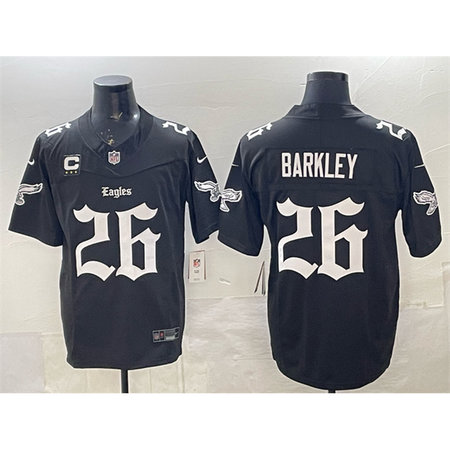 Men's Philadelphia Eagles #26 Saquon Barkley Black 2025 F.U.S.E. "Gothic Philly Edition" With 3-Star C Patch Vapor Limited Stitched Football Jersey
