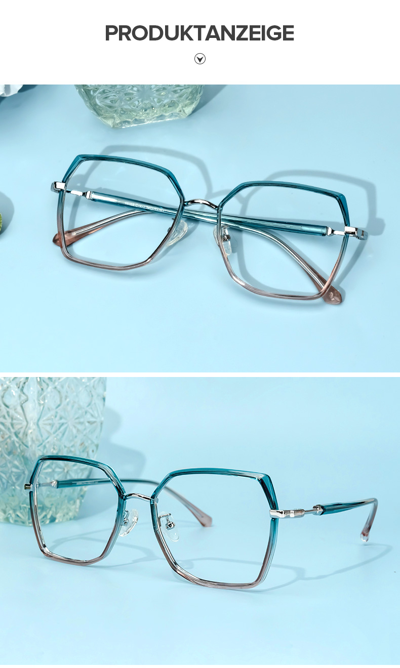 Burt Blau-Rosa Rechteckig Brille