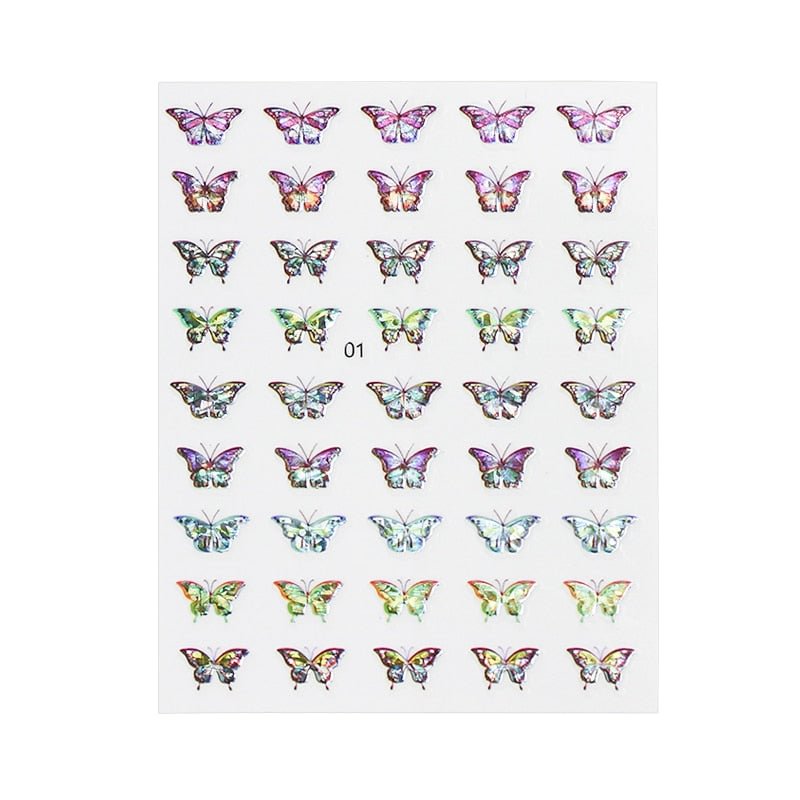 10 Designs Nail Stickers Butterfly Geometric Nail Art Waterproof Transfer Decals Sliders Manicures Decoration Stickers for Nail