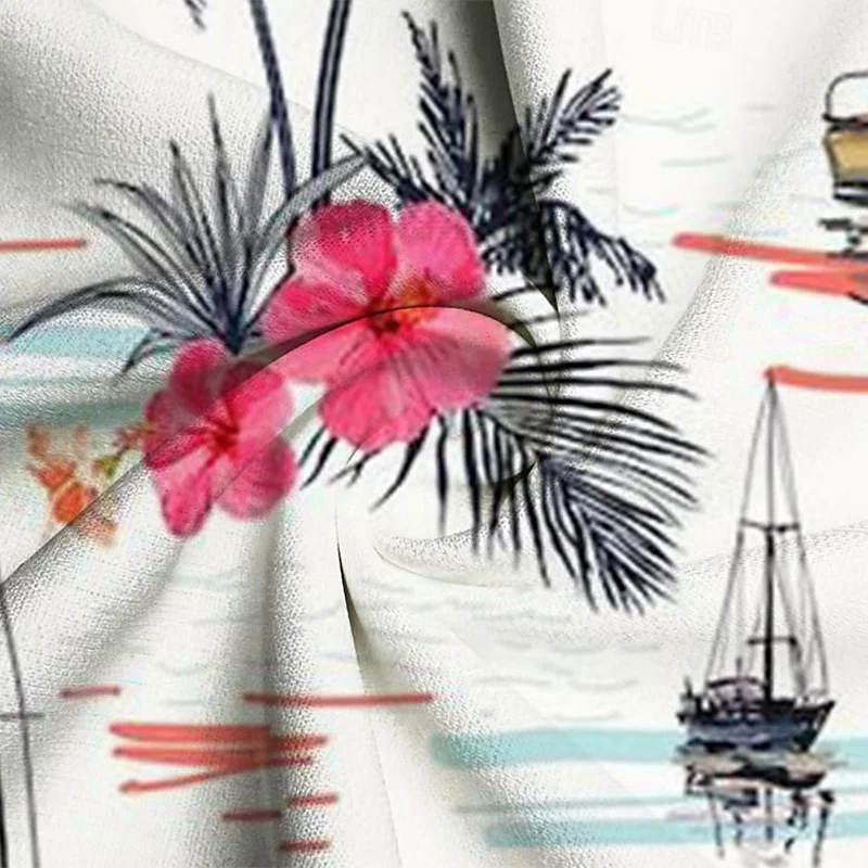 Men's Hawaiian Resort Print Short Sleeve Shirt-inspireuse