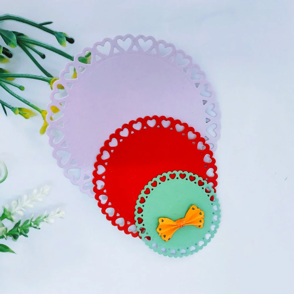 die cut metal cutting die round frame die heart border rosette edge Scrapbook paper craft album card punch art cutter